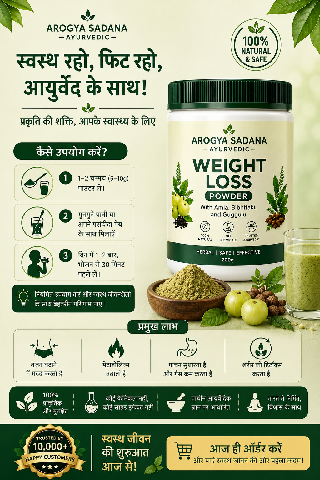 AROGYASADHANA WEIGHT LOSS POWDER 30DAYS CHALLENGE