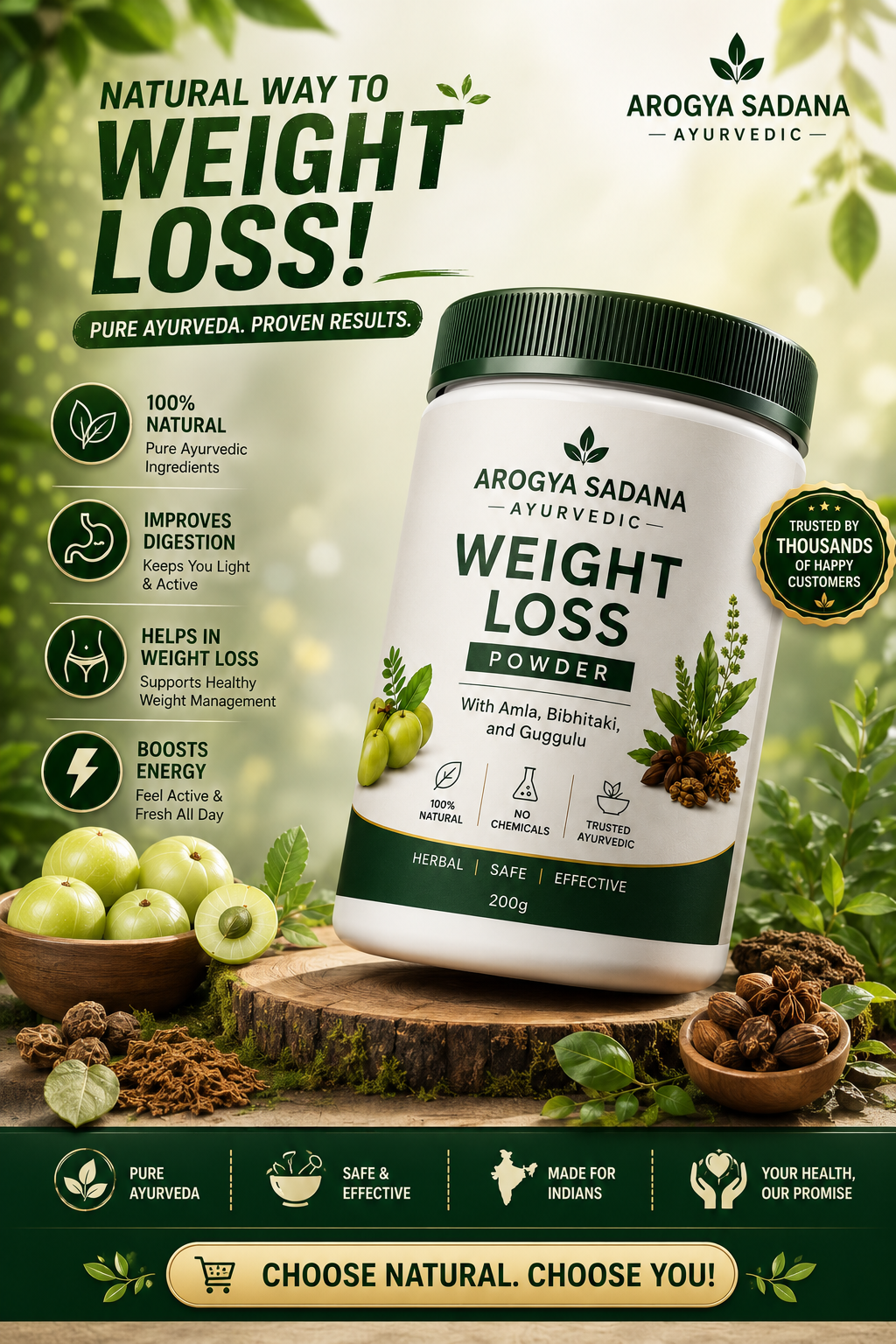 AROGYASADHANA WEIGHT LOSS POWDER 30DAYS CHALLENGE